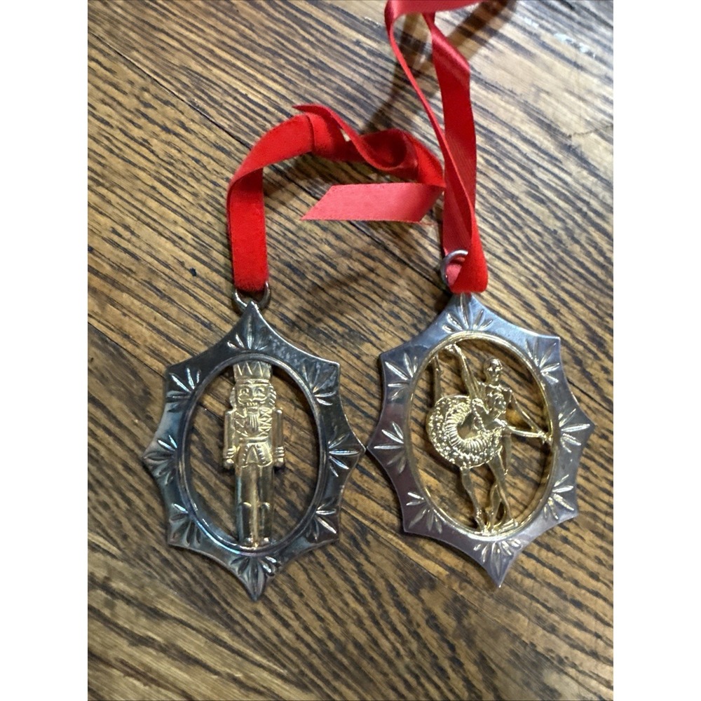 2 Reed & Barton Nutcracker Series‎ Christmas Ornaments- Nutcracker Dancers